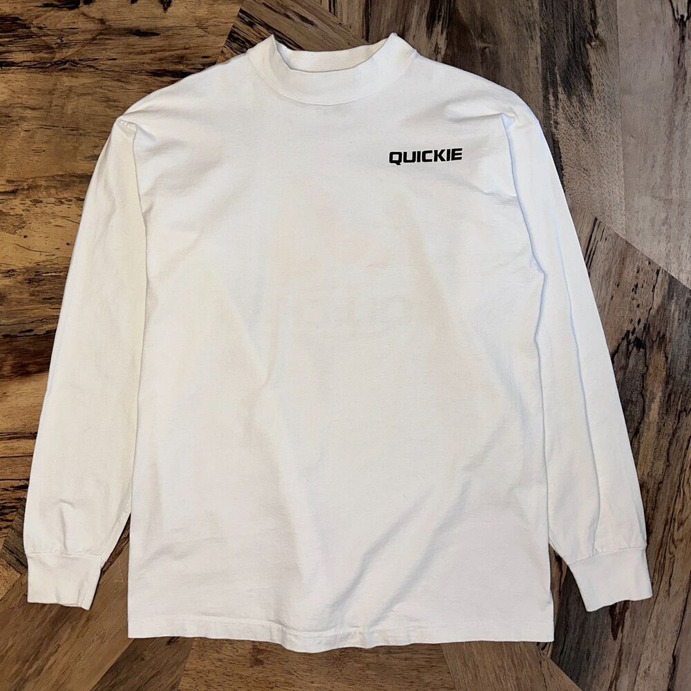 Vintage 90s Quickie Promo XL Made USA Supercotton Mock Neck Tee